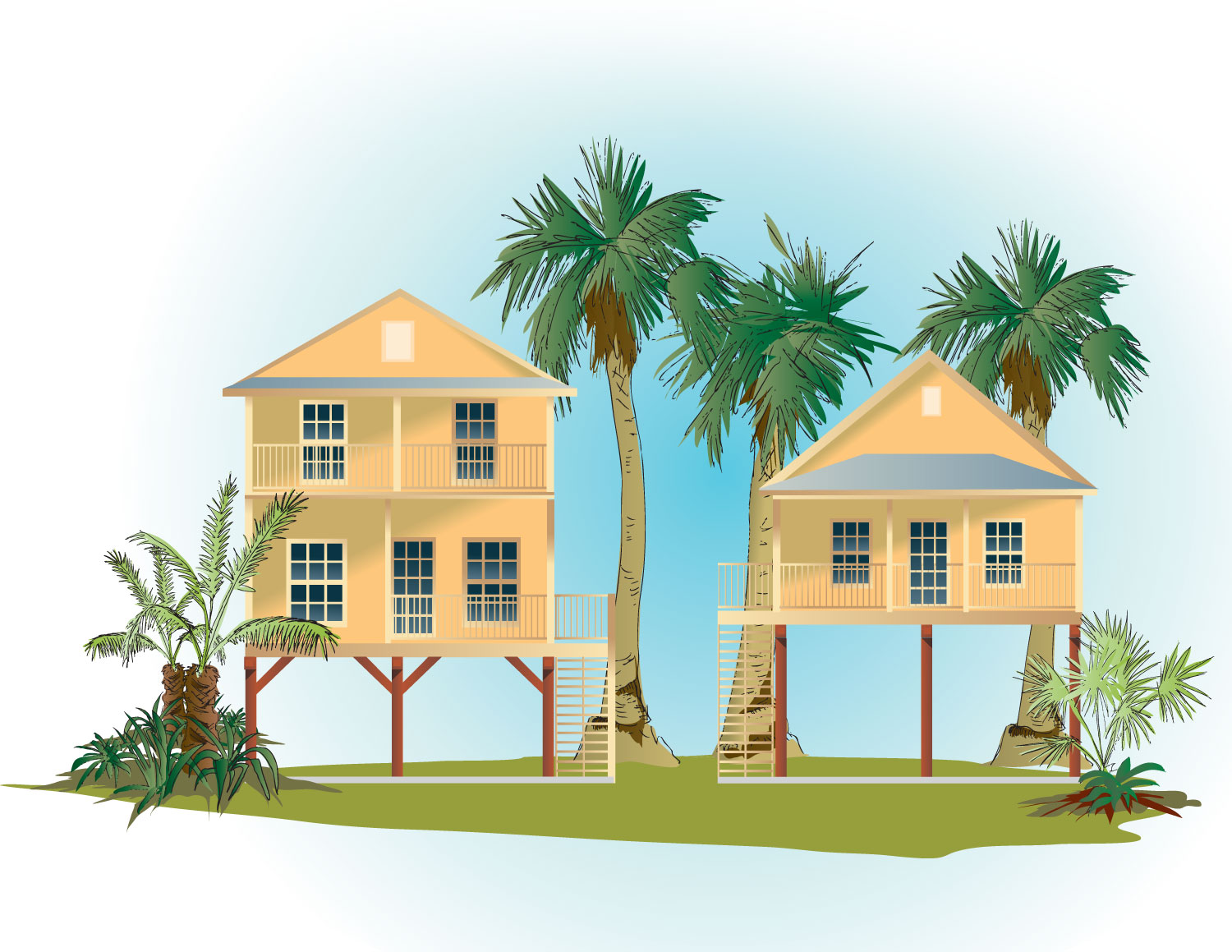 Front View Beach Houses.